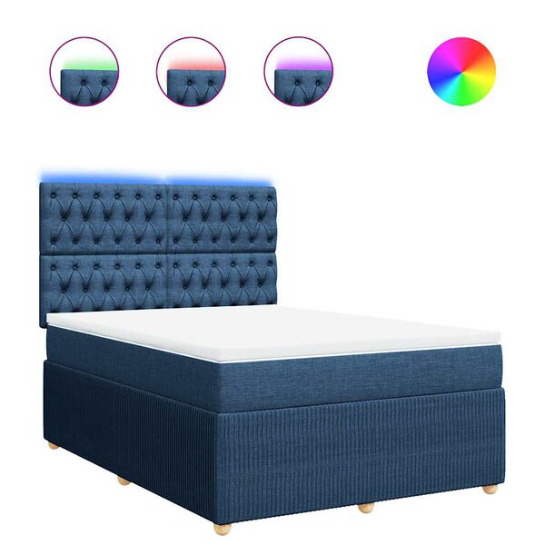 vidaXL Sommier &agrave; lattes de lit avec matelas Bleu 140x190 cm Tissu