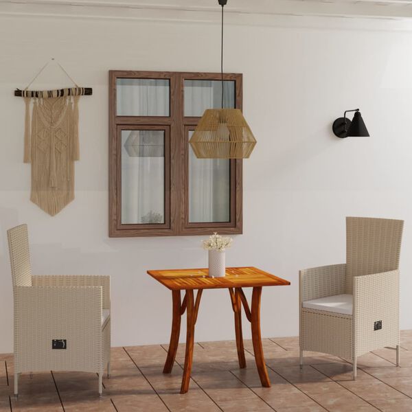 vidaXL Ensemble &agrave; manger de jardin 3 pcs beige