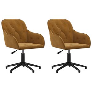 vidaXL Chaises pivotantes &agrave; manger lot de 2 Marron Velours