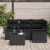 vidaXL Ensemble de canapé de jardin avec coussin 5 pcs Noir polyrotin