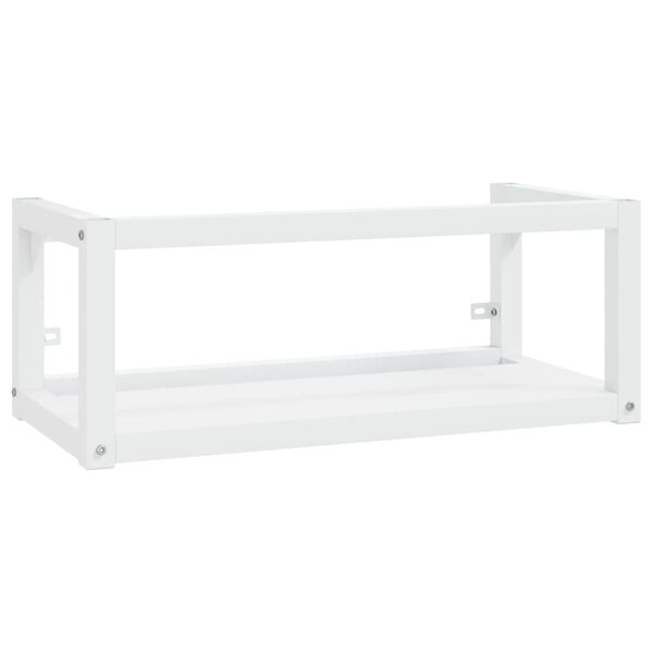 vidaXL Cadre de lavabo de salle de bain mural Blanc 79x38x31 cm Fer