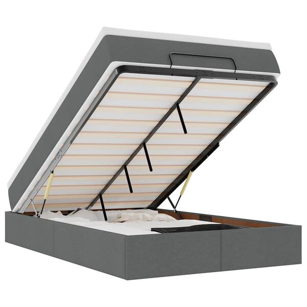 vidaXL Cadre de lit ottoman avec matelas gris fonc&eacute; 120x200cm tissu