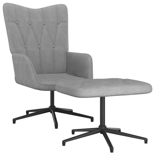 vidaXL Chaise de relaxation avec tabouret Gris clair Tissu