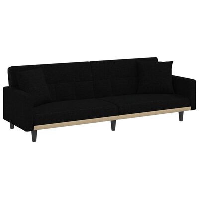 vidaXL Canapé-lit avec coussins noir tissu