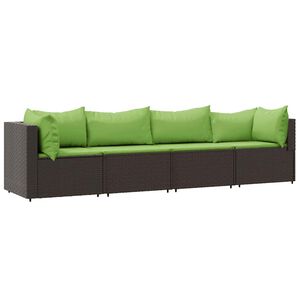 vidaXL Salon de jardin 4 pcs avec coussins Marron R&eacute;sine tress&eacute;e