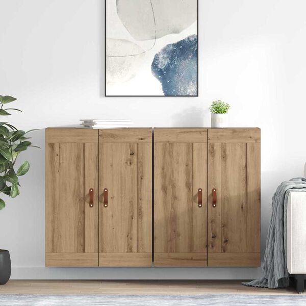 vidaXL Meuble mural 2 pcs Ch&ecirc;ne artisanal 69,5 x 34 x 90 cm