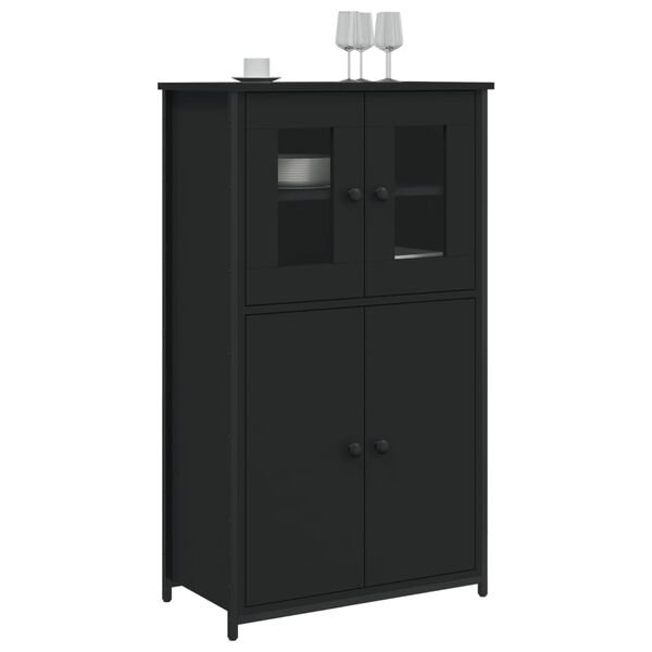 vidaXL Buffet haut noir 62x32x106,5 cm bois d'ing&eacute;nierie