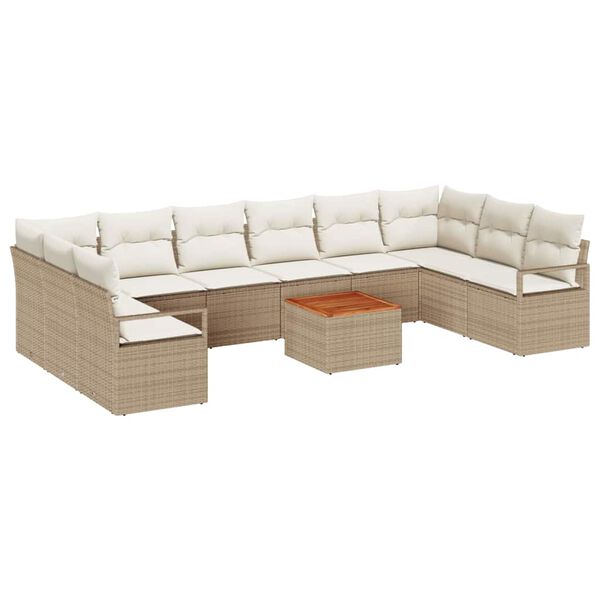 vidaXL Ensemble de canap&eacute; de jardin 11 pcs Beige polyrotin