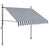 vidaXL Auvent manuel r&eacute;tractable avec LED 150 cm Bleu et blanc