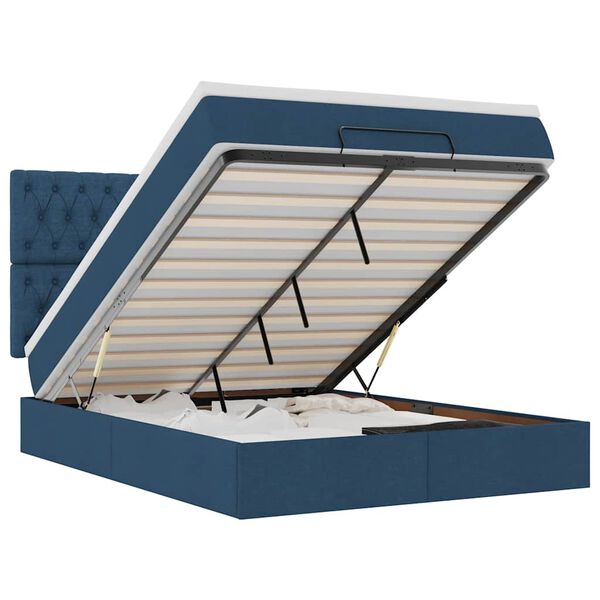 VidaXL Cadre de lit ottoman avec matelas bleu 140x190 cm tissu