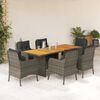 vidaXL Ensemble &agrave; manger de jardin et coussins 7 pcs gris rotin