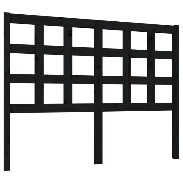 vidaXL T&ecirc;te de lit Noir 125,5x4x100 cm Bois massif de pin