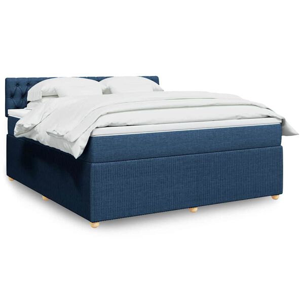 vidaXL Sommier &agrave; lattes de lit avec matelas Bleu 180x200 cm Tissu