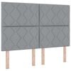 vidaXL Lit &agrave; ressorts avec bandes LED Gris clair 160 x 200 cm tissu