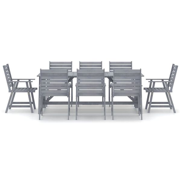 vidaXL Ensemble &agrave; manger de jardin 9 pcs Gris Bois d'acacia massif