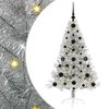 vidaXL Sapin de No&euml;l artificiel pr&eacute;-&eacute;clair&eacute; Argent 120 cm PET