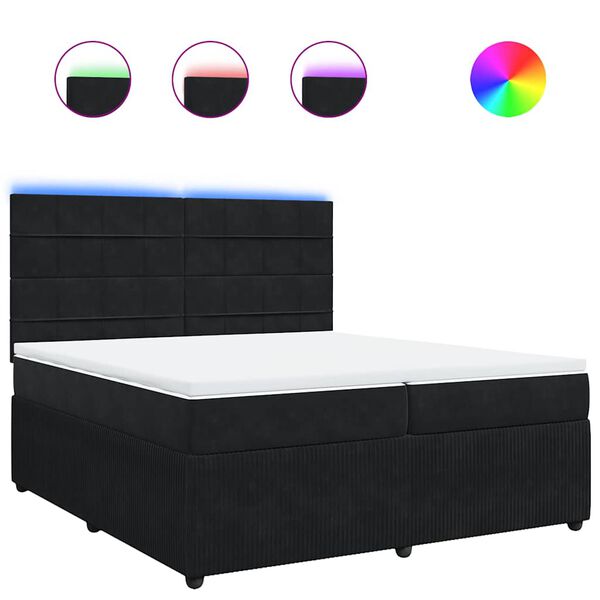 vidaXL Sommier &agrave; lattes de lit et matelas Noir 200x200 cm Velours