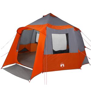 vidaXL Tente de cabane 12 personnes 10 personne Gris et orange