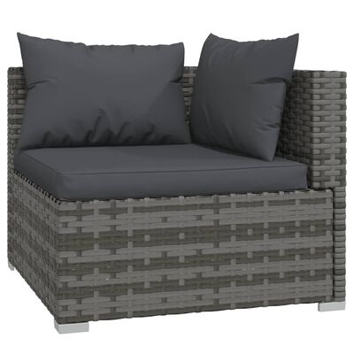 vidaXL Salon de jardin 5 pcs avec coussins Résine tressée Gris