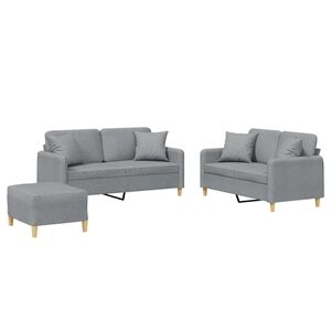 vidaXL Ensemble de canap&eacute;s 3 pcs coussins gris clair tissu