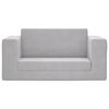 vidaXL Canap&eacute;-lit enfants 2 places gris clair peluche douce