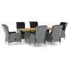 vidaXL Ensemble &agrave; manger d'ext&eacute;rieur et coussins 7 pcs r&eacute;sine tress&eacute;e