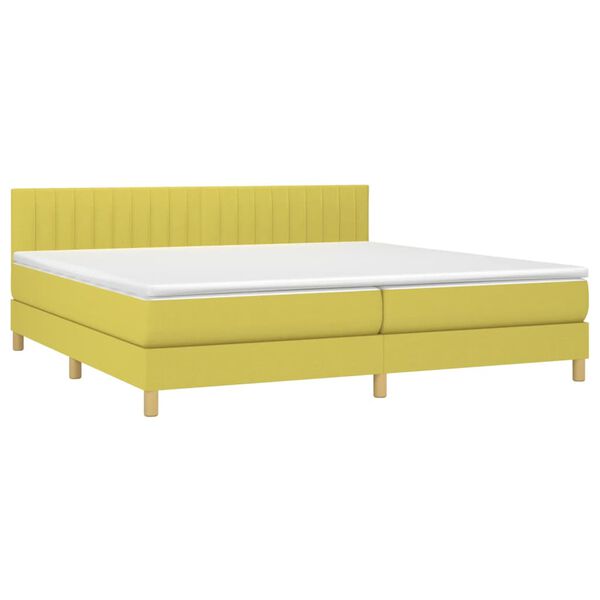vidaXL Sommier &agrave; lattes de lit et matelas et LED Vert 200x200 cm Tissu