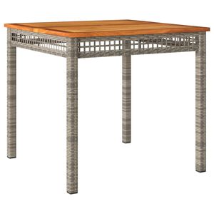 vidaXL Table de jardin gris 80x80x74 cm r&eacute;sine tress&eacute;e et bois acacia