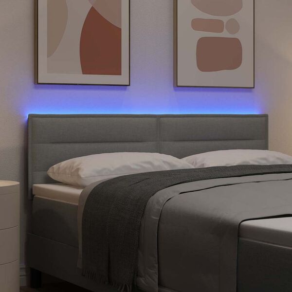 vidaXL T&ecirc;te de lit LED avec t&ecirc;te de lit Gris clair 160 cm Polyester