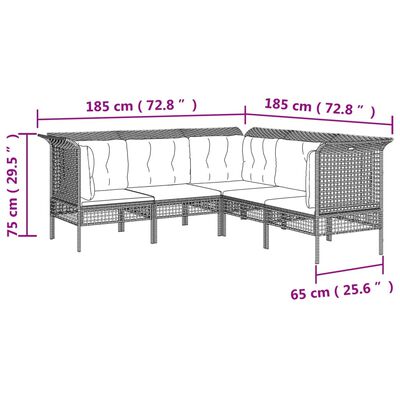 vidaXL Salon de jardin 5 pcs avec coussins Gris Résine tressée