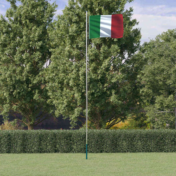 vidaXL Drapeau de l'Italie et m&acirc;t 6,23 m Aluminium