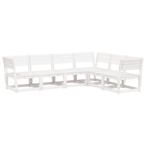 vidaXL Salon de jardin 6 pcs blanc bois de pin massif