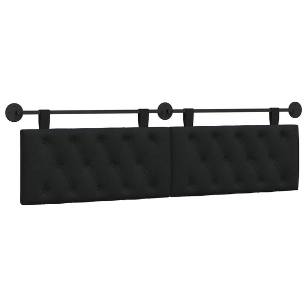 vidaXL T&ecirc;te de lit suspendue Montage mural Noir 170 x 55 x 7 cm tissu
