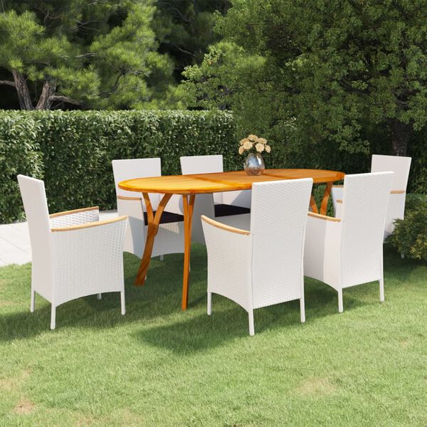 vidaXL Ensemble &agrave; manger de jardin 7 pcs Blanc