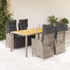 vidaXL Ensemble &agrave; manger de jardin 5 pcs coussins gris r&eacute;sine tress&eacute;e