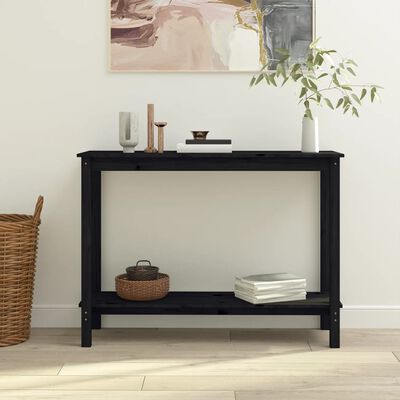 vidaXL Table console Noir 110x40x80 cm Bois massif de pin