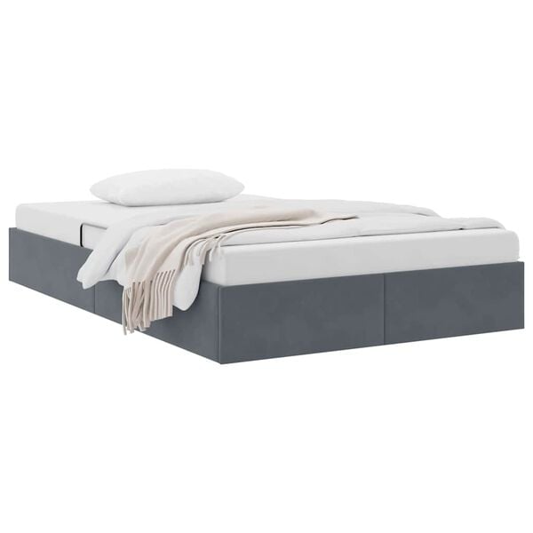 vidaXL Lit de Rangement avec matelas Gris fonc&eacute; 120 x 200 cm Velours