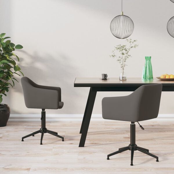 vidaXL Chaises pivotantes &agrave; manger lot de 2 Gris fonc&eacute; Velours