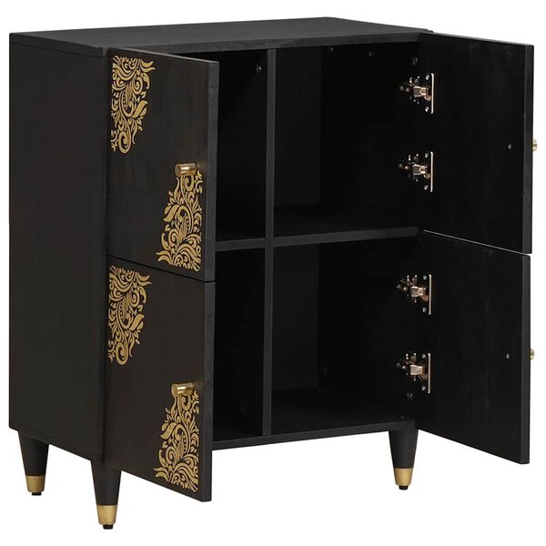 vidaXL Buffet avec &eacute;tag&egrave;re Noir 60 x 33 x 75 cm Bois de mangue massif