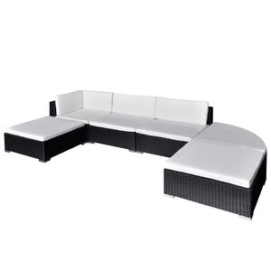 vidaXL Salon de jardin 6 pcs avec coussins r&eacute;sine tress&eacute;e noir