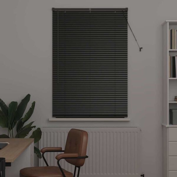 vidaXL Store de Fenêtre avec des rideaux Noir Aluminium