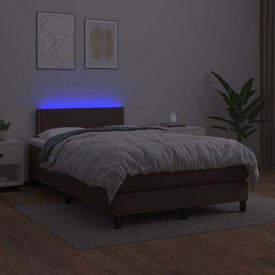 vidaXL Sommier à lattes de lit avec matelas et LED Marron 120x200 cm