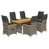 vidaXL Ensemble &agrave; manger de jardin et coussins 7 pcs gris rotin