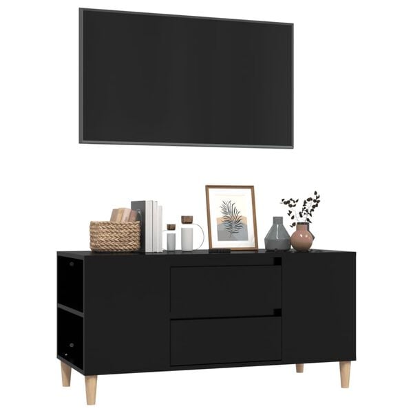 vidaXL Meuble TV Noir 102x44,5x50 cm Bois d'ing&eacute;nierie