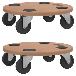 vidaXL Chariots sur roulettes 2 pcs rond bois d'ing&eacute;nierie