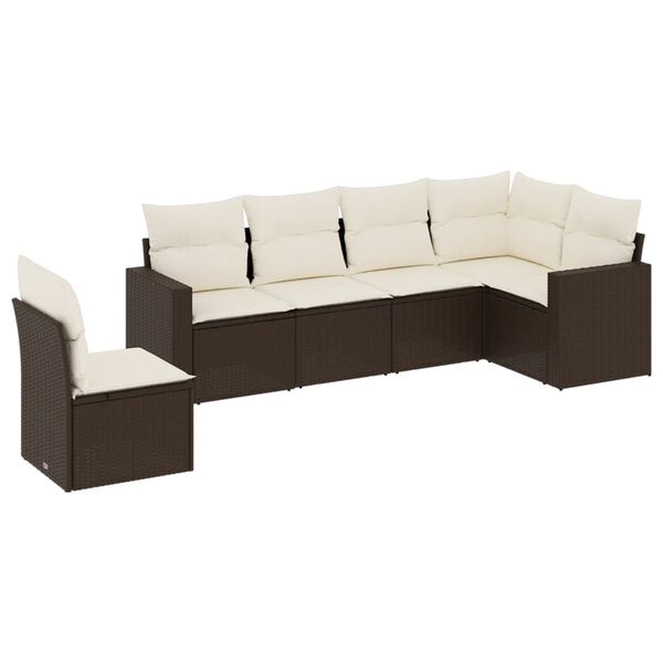 vidaXL Salon de jardin avec coussins 6 pcs marron r&eacute;sine tress&eacute;e