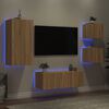 vidaXL Unit&eacute;s murales TV avec LED 5 pcs ch&ecirc;ne sonoma bois d'ing&eacute;nierie