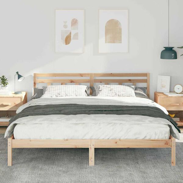 vidaXL Cadre de lit Marron 200 x 200 cm Pin massif