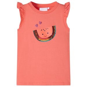 T-shirt enfants avec manches &agrave; volants corail 92