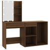 vidaXL Coiffeuse &agrave; LED avec armoire Ch&ecirc;ne marron Bois d'ing&eacute;nierie
